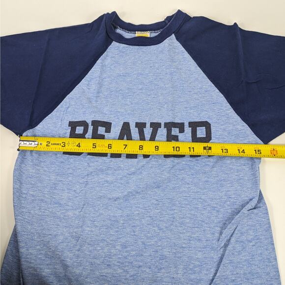 Vtg Adult Medium T-Shirt Single Stitch Velva Sheen Beaver College Blue 70s 80s - Picture 5 of 11